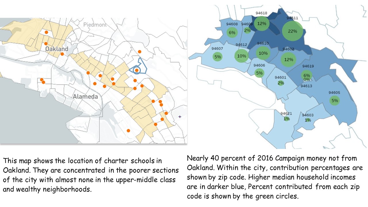 Oakland charter concentration and wealth maps