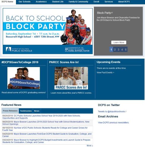 DC Public Schools Welcome Page